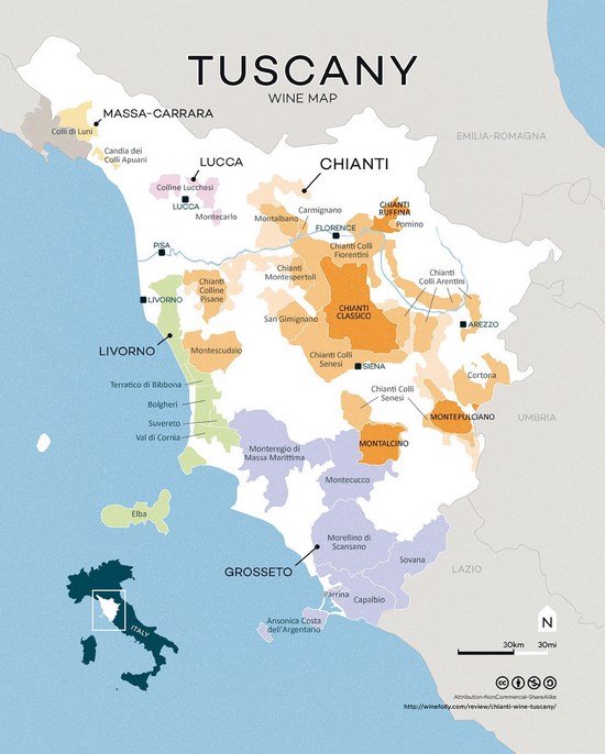 Винная карта Тосканы