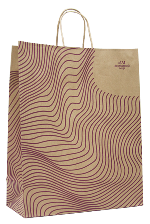 Изображение товара Пакет Крафт большой полосы 320x400x150 мм экологичный и прочный