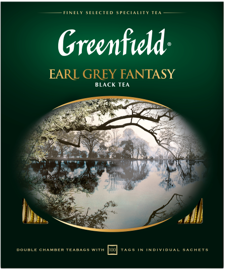 Изображение товара Чай черный Greenfield Earl Grey Fantasy 100 пакетиков - классический с бергамотом