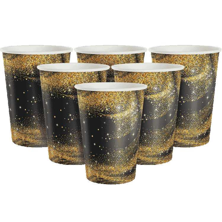 Набор стаканов черное с золотом 6 шт