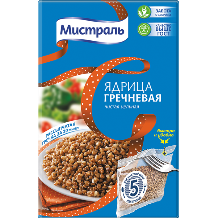 Гречка Мистраль ядрица 5х80 г