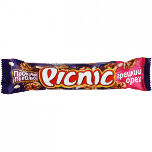 Изображение товара Шоколадный батончик "Picnic" грецкий орех в молочном шоколаде 52гр