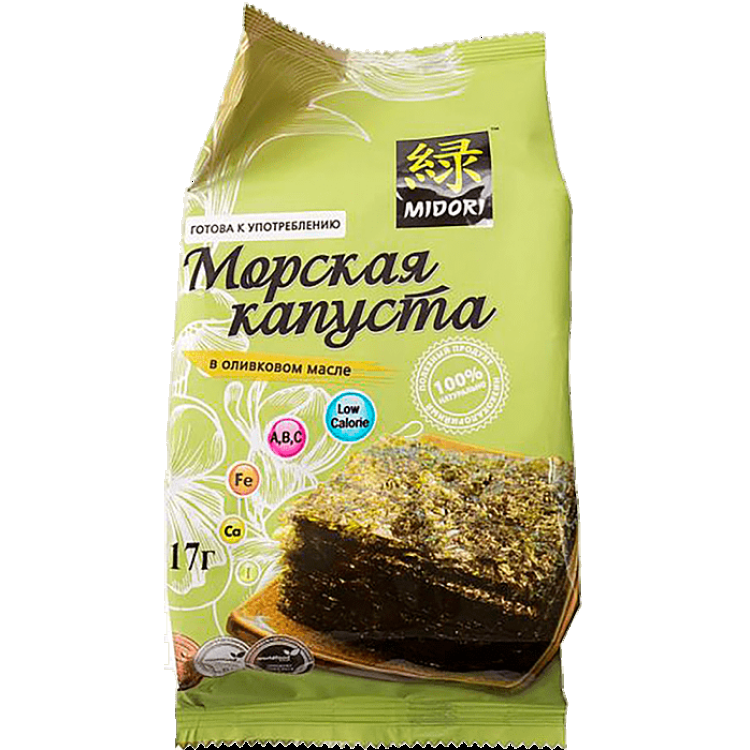 Чипсы Морская капуста Midori в оливковом масле