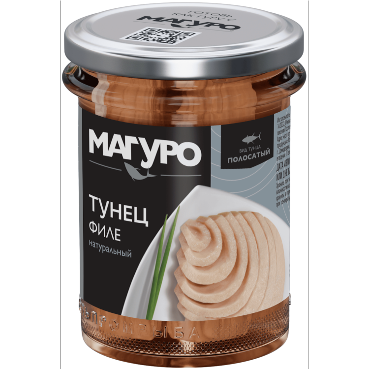 Тунец Магуро полосатый филе в натуральной заливке стекло 200г