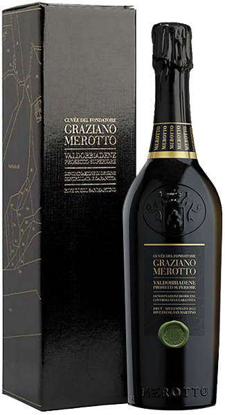 Игристое вино Valdobbiadene ProseccoSuperiore Cuvee del Fondatore Graziano Merotto White Brut, gift box 0.75 л