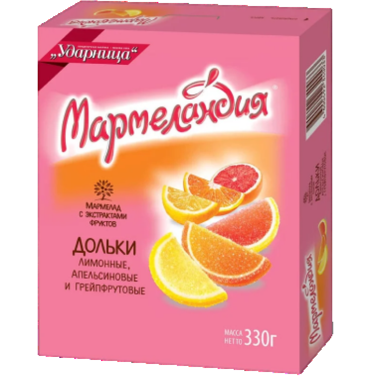 Мармелад Апельсиновые, лимонные, грейпфрутовые дольки Мармеландия 330г.