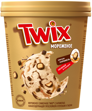 Изображение товара Мороженое сливочное Twix ведро 265г - карамель и печенье вкусное лакомство