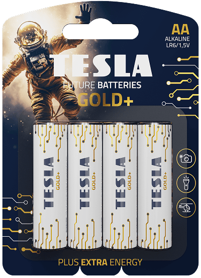 Изображение товара Батарейки щелочные TESLA Gold+ AA 4 штуки высокая энергоемкость