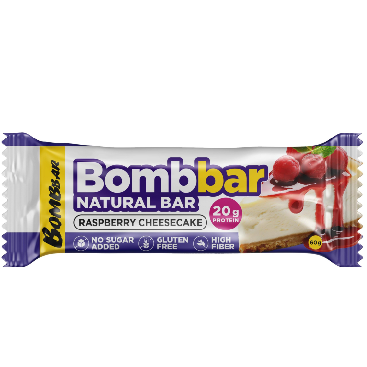 Батончик неглазированный со вкусом малиновый чизкейк Bombbar 60 г