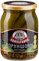 Изображение товара Корнишоны маринованные хрустящие Скатерть Самобранка 370мл