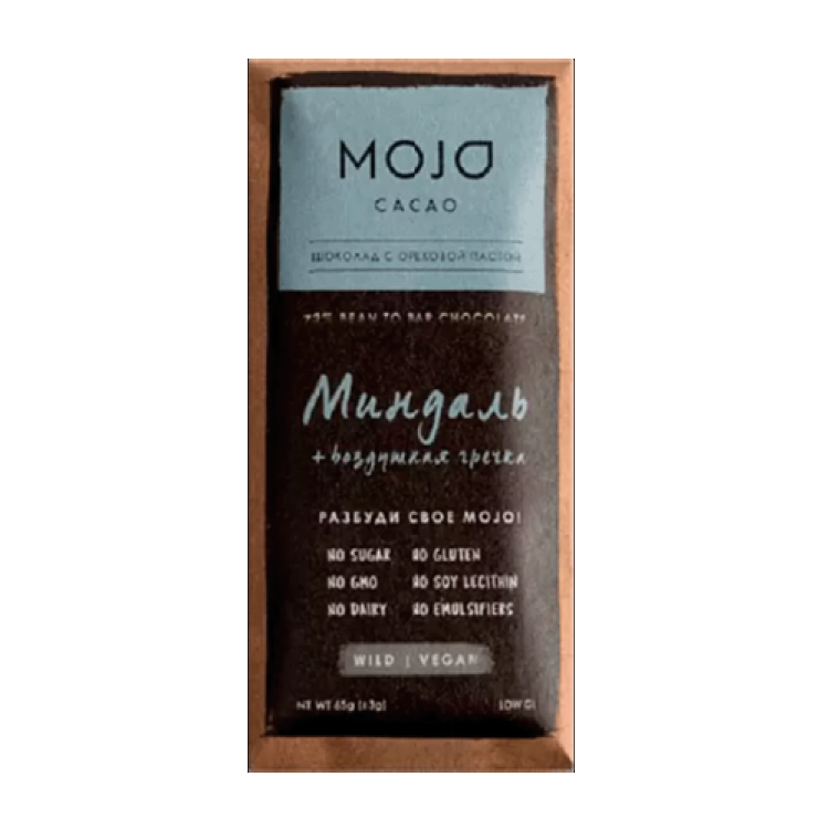 Горький шоколад Mojo Cacao Миндаль 72%