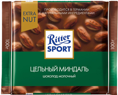 Шоколад Ritter Sport Молочный с цельным миндалем, 100г