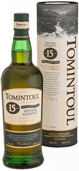 Виски Tomintoul, Speyside Glenlivet Peaty Tang, 15-летней выдержки, в тубе 0.7 л