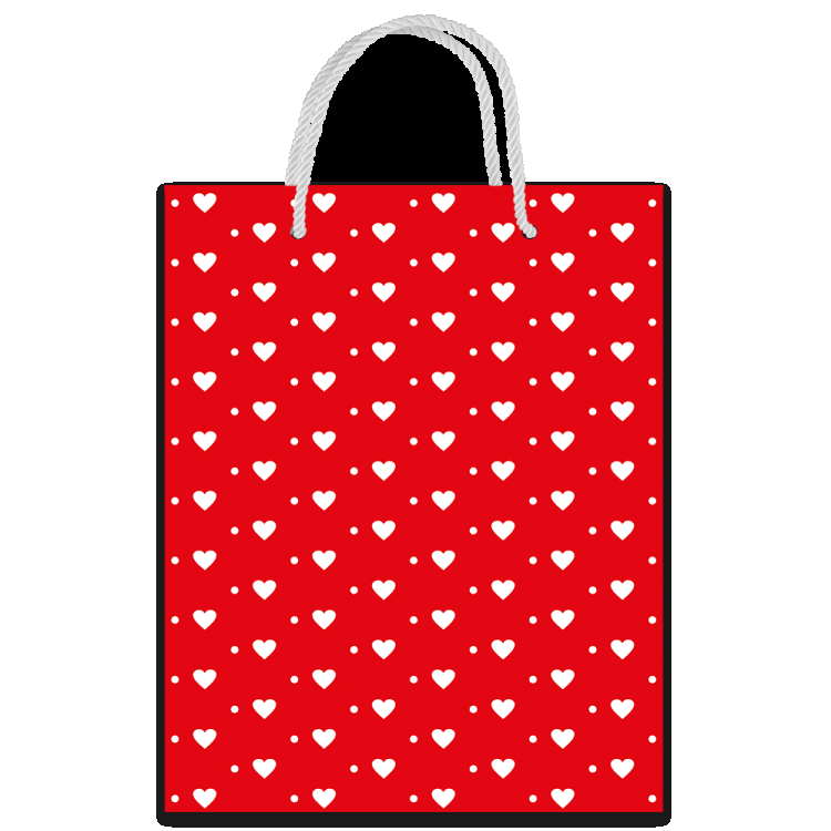 Пакет подарочный белые сердечки М 180*227*100