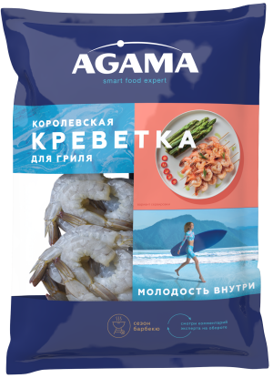 Изображение товара Креветка Agama королевская свежемороженная очищенная 989.99 рублей