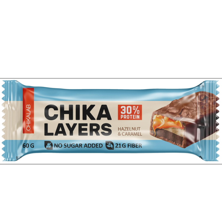 Батончик глазированный CHIKALAB со вкусом Лесной орех с карамелью 60 г