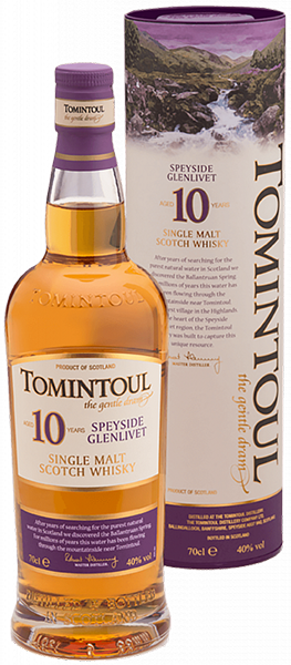 Виски Tomintoul, Speyside Glenlivet, 10-летней выдержки, в тубе 0.7 л