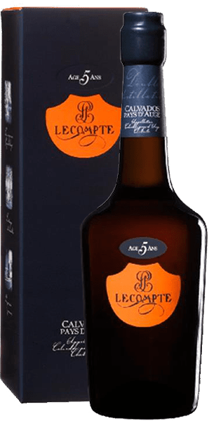 Кальвадос Lecompte, Pays d'Auge, 5-летней выдержки, в подарочной упаковке 0.2 л