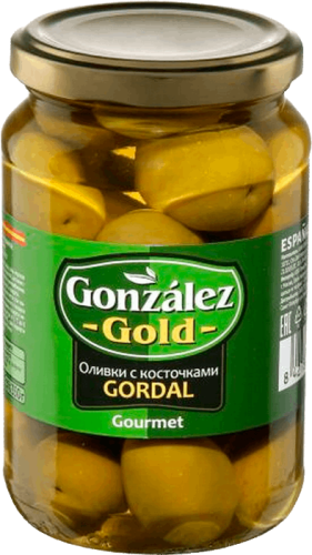 Изображение товара Оливки Зелёные С Косточками Гордаль Gonzalez Gold 350 гр