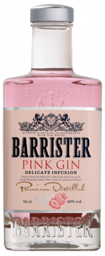 Изображение товара Джин Barrister Pink Gin 0.5 л, розовый, 40% крепости, премиум класс