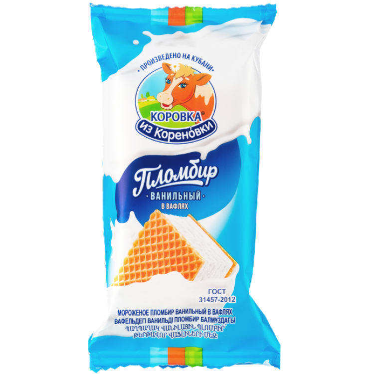 Мороженое Коровка из Кореновки пломбир ванильный сэндвич 15% 70г