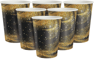 Изображение товара Набор стаканов черное с золотом 6 шт