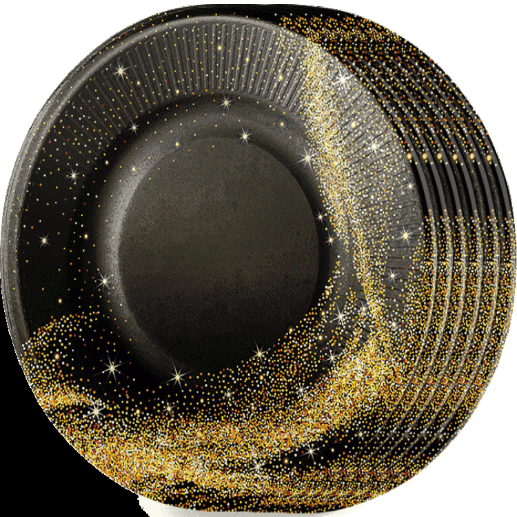 Набор тарелок черное с золотом 6 шт