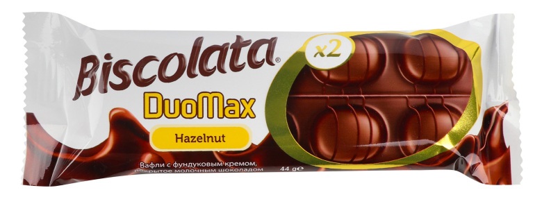 Изображение товара Вафли Biscolata Duomaxhazelnut с ореховой начинкой, молочным шоколадом Изображение товара Вафли Biscolata Duomaxhazelnut с ореховой начинкой, молочным шоколадом