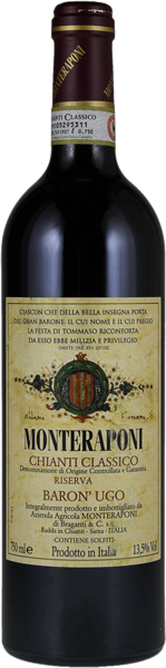 Вино Monteraponi Chianti Classico Riserva Baron' Ugo Red Dry 0.75 л