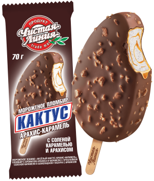 Изображение товара Мороженое Чистая Линия эскимо кактус арахис-карамель пломбир 12% 70г