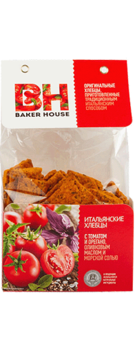 Изображение товара Хлебцы Итальянские BAKER HOUSE с томатом, орегано, оливковым маслом и морской солью