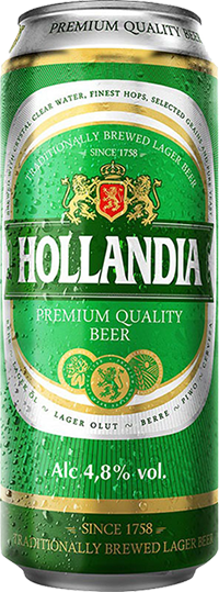 Светлое пиво Hollandia, в банке 0.45 л