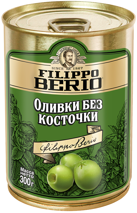 Изображение товара Оливки Filippo Berio без косточки, зелёные, в железной банке, 300г