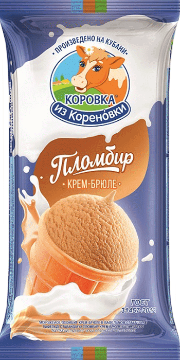 Изображение товара Мороженое пломбир в вафельном стаканчике крем-брюле Изображение товара Мороженое пломбир в вафельном стаканчике крем-брюле