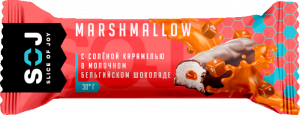 Изображение товара MARSHMALLOW батончик SOJ с соленой карамелью в молочном шоколаде 30г