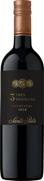 Вино Santa Rita, 3 Tres Medallas Carmenere 0.75 л