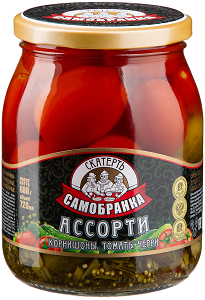 Изображение товара Ассорти корнишоны и черри Скатерть Самобранка 720мл