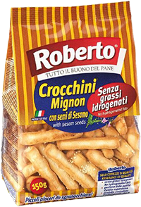 Палочки Roberto хлебные "Гриссини "Кроккини" миньон с кунжутом 150гр