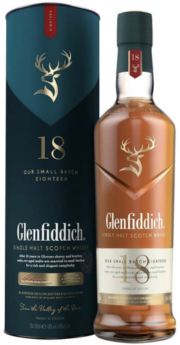 Виски Glenfiddich, 18 летней выдержки в п/у