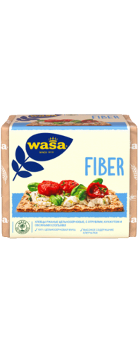 Хлебцы ржаные цельнозерновые WASA Fiber с пшеничными отрубями, кунжутом и овсяными хлопьями