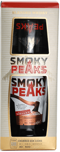 Изображение товара Виски Смоки Пикс 0. 5 л с бокалом - купажированный шотландский профиль