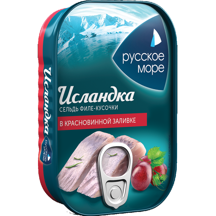 Филе-кусочки сельди тихоокеанской слабосоленой Русское море Исландкавкрасновинной заливке