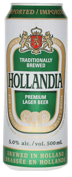 Светлое пиво Hollandia, в банке 0.48 л