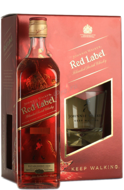 Виски Johnnie Walker Red Label, с подарочным стаканом 0.7 л