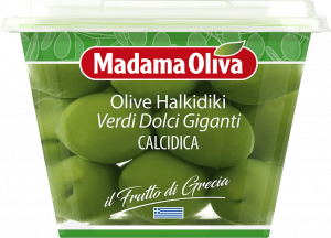 Изображение товара Оливки зелёные Madama Oliva гигантские сладкие с косточкой 250гр