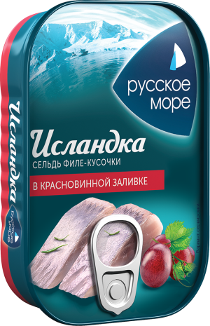 Изображение товара Филе-кусочки сельди тихоокеанской слабосоленой в красновинной заливке Санта Бремор