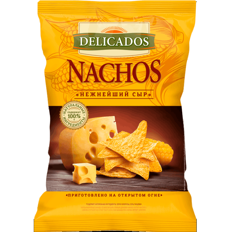 Чипсы Delicados Nachos с нежнейшим сыром чипсы delicados nachos кукурузные с сыром 150 г