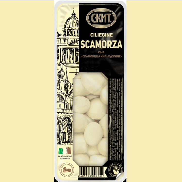 Сыр Scamorza Ciliegine 40% сыр скаморца копченый scamorza чильеджине скит 40% бзмж 150 г