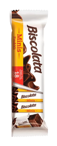 Вафли Biscolata Minis в мол. шоколаде с ореховым кремом
