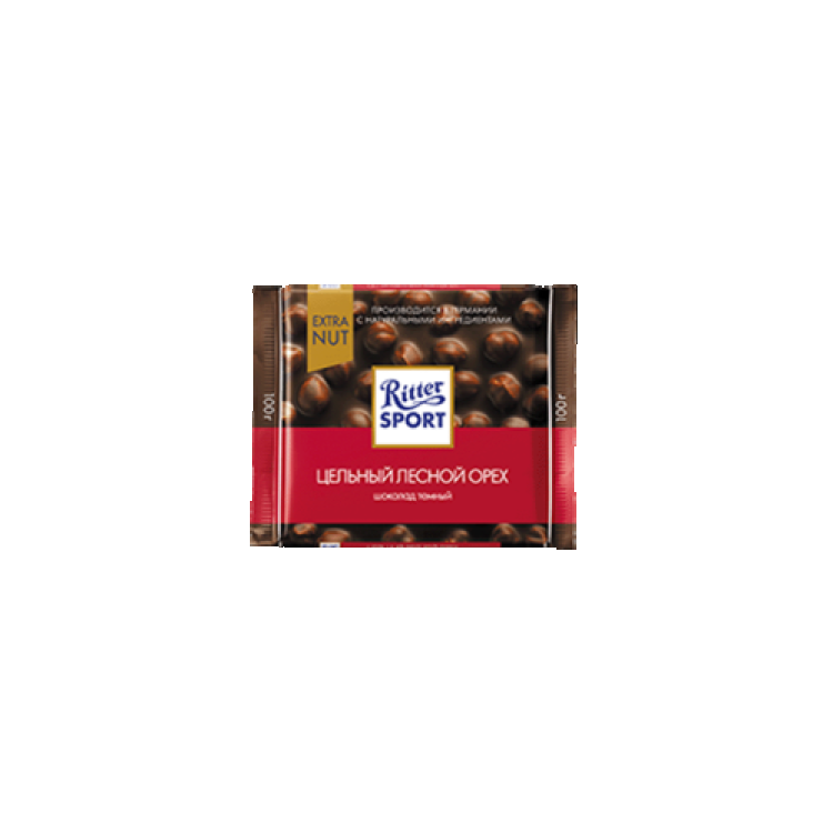 Шоколад Ritter Sport тёмный с цельным лесным орехом шоколад а коркунов горький с лесным орехом 55% 90 г